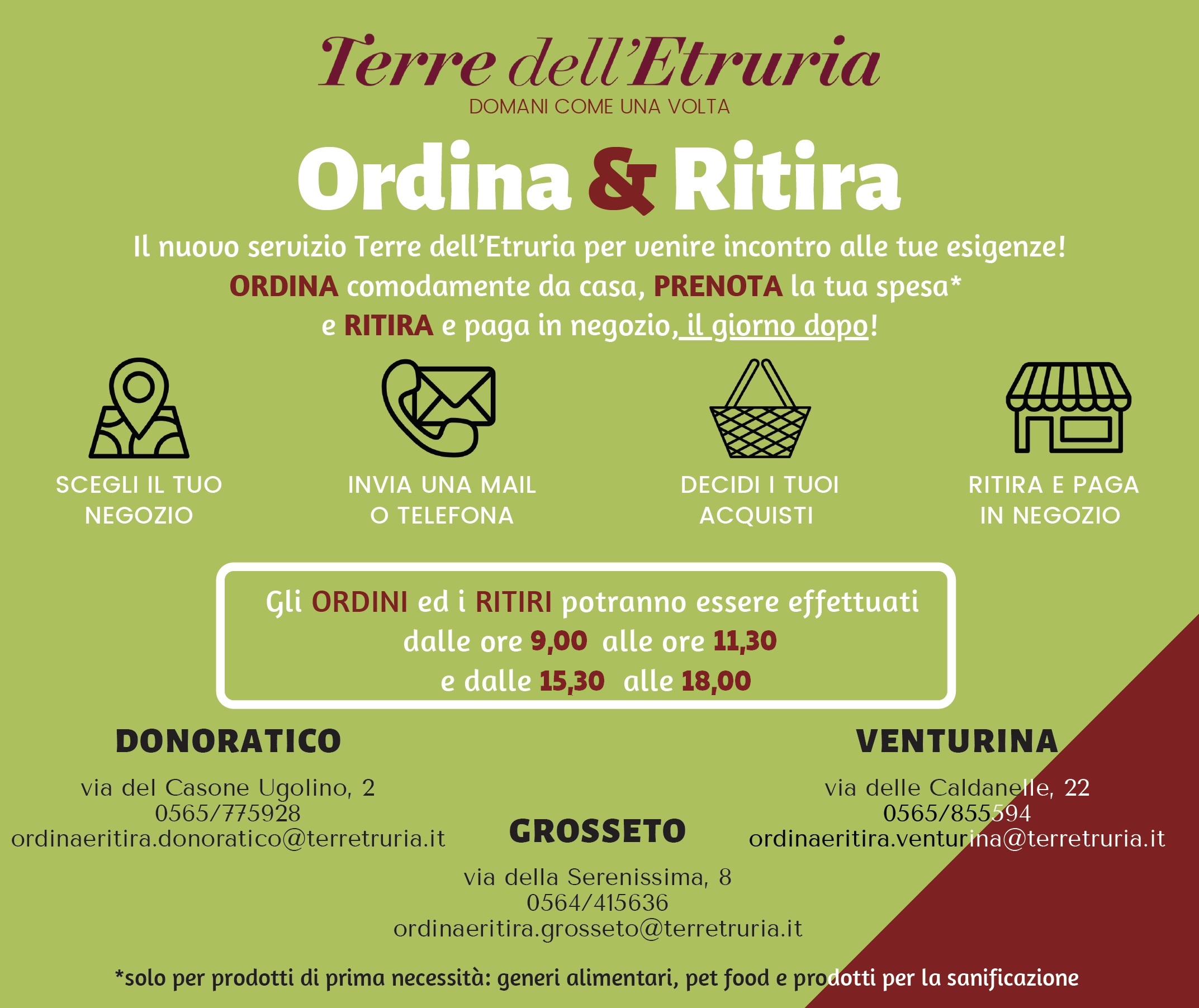 Ordina&Ritira, il nuovo servizio attivo su Donoratico, Grosseto e Venturina